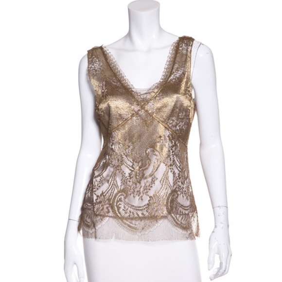 Elie Tahari Tops - Elie Tahari gold lace top